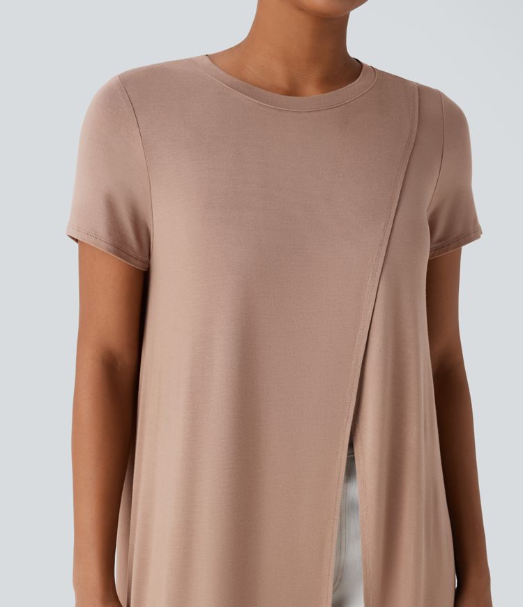 Crossover Hem Longline Top