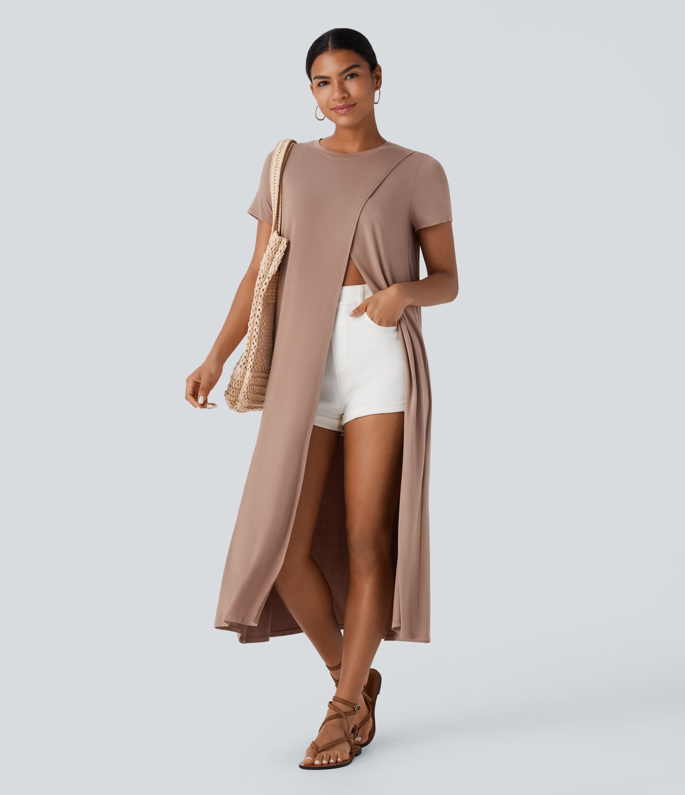 Crossover Hem Longline Top