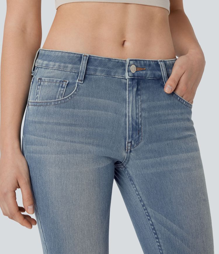 Halara Flex™ Low Rise Pockets Washed Casual Bootcut Jeans