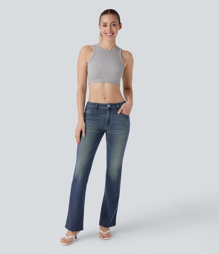 Jean bootcut délavé taille basse Halara Flex™ à poches multiples