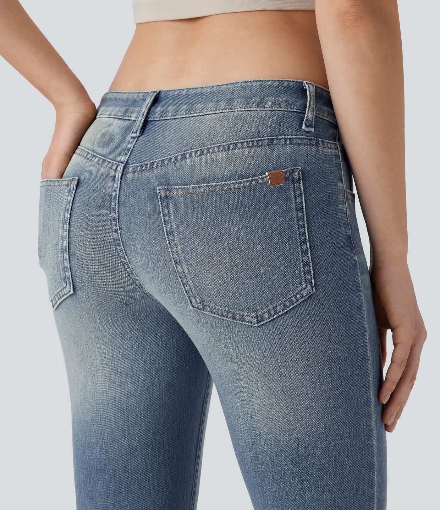 Halara Flex™ Low Rise Pockets Washed Casual Bootcut Jeans