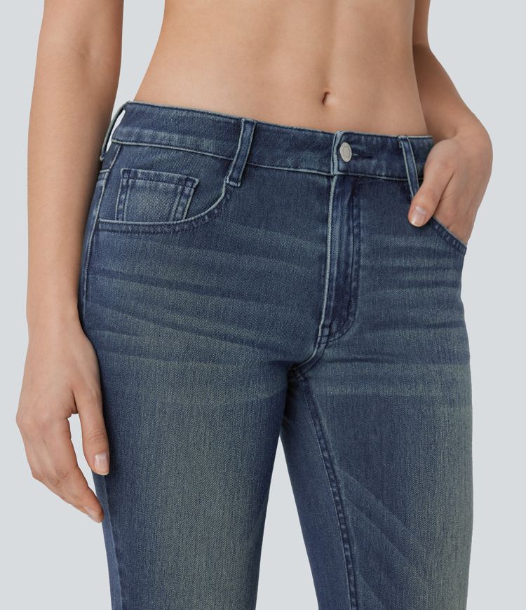 Jean bootcut délavé taille basse Halara Flex™ à poches multiples