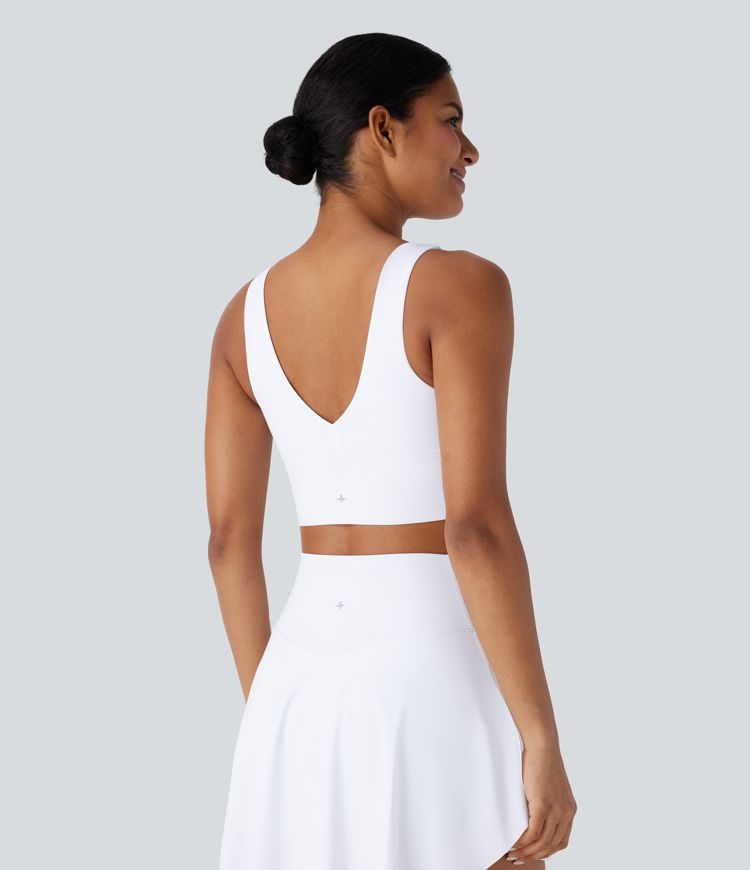 Low Support V Neck Twisted Cut Out Backless Quick Dry Resort Sports Bra