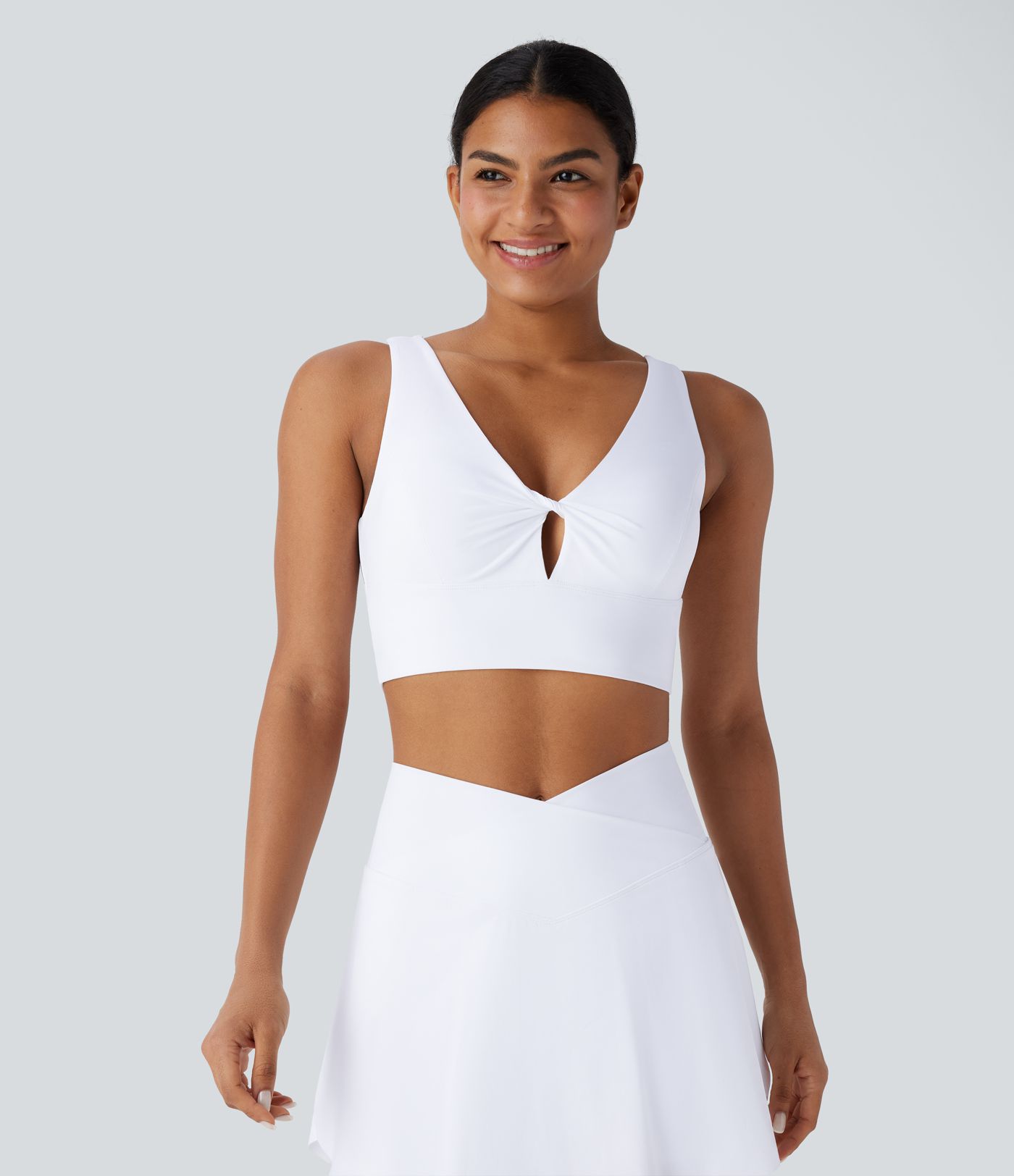 V Neck Cut Out Cool Touch Quick Dry Sports Bra