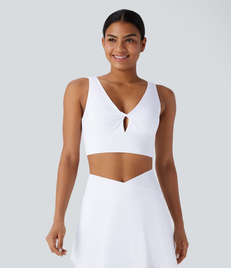 Low Support V Neck Twisted Cut Out Backless Quick Dry Resort Sports Bra