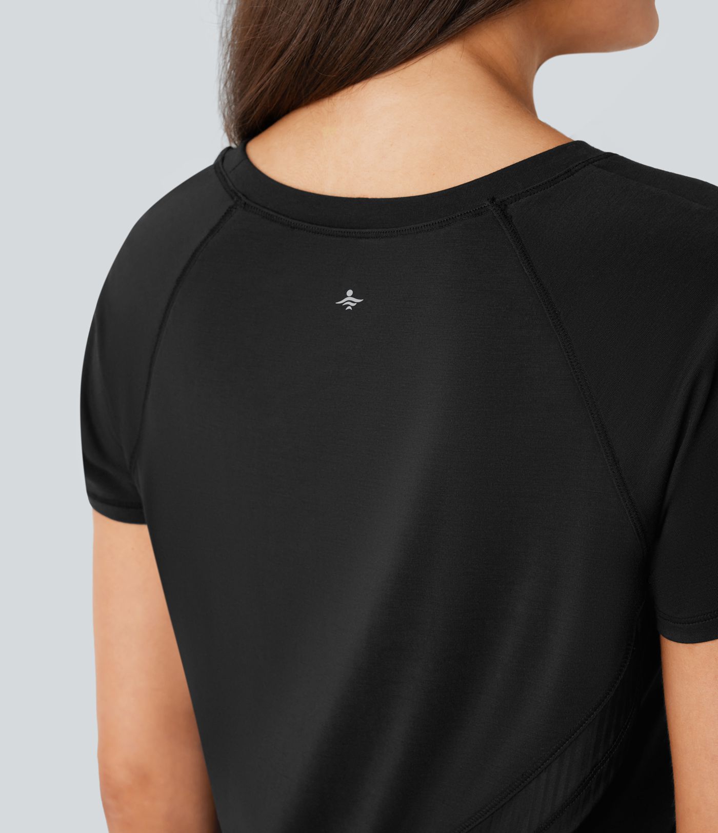 Raglan Sleeve Crossover Hem Quick Dry Running Sports Top