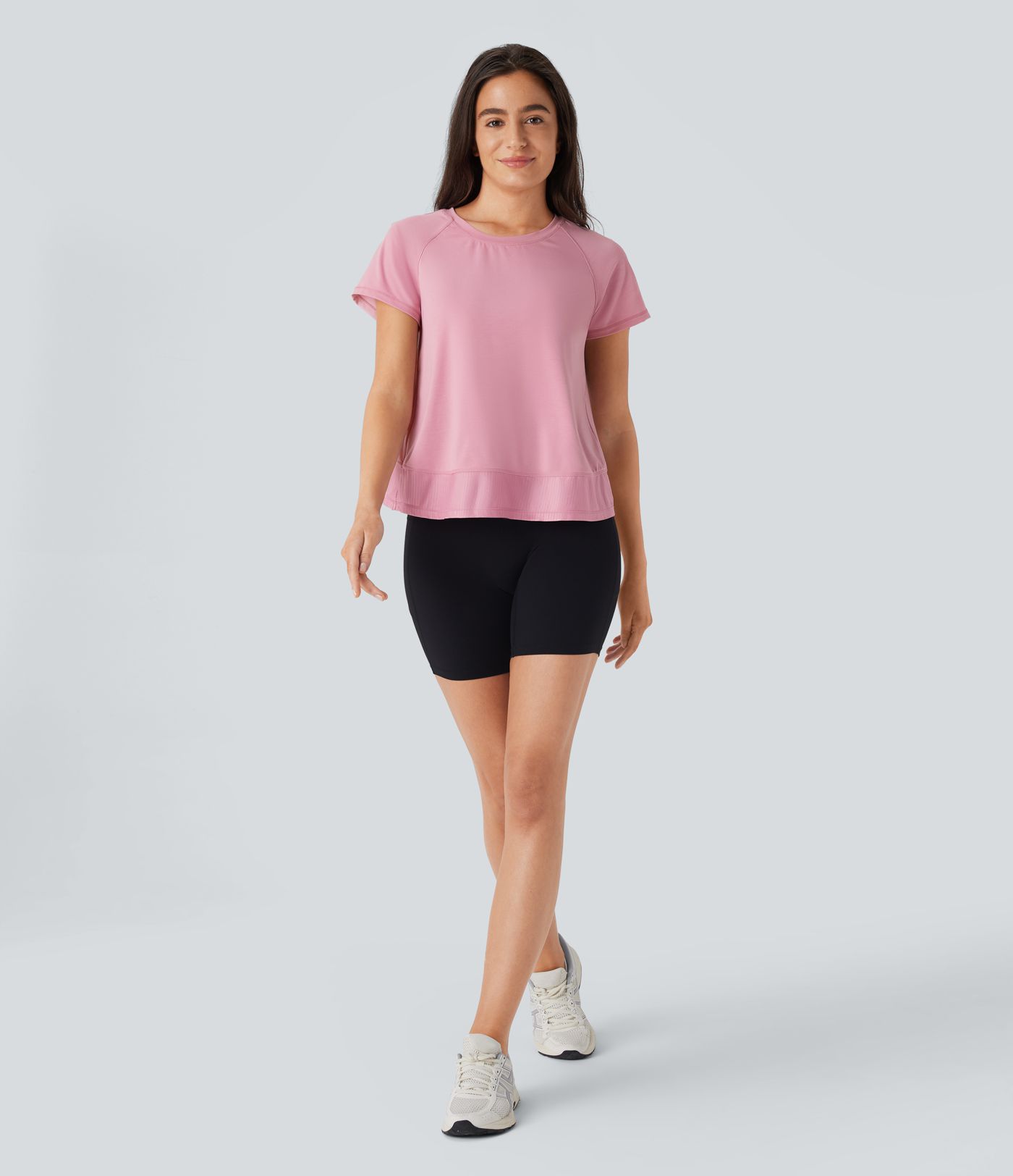 Raglan Sleeve Crossover Hem Quick Dry Running Sports Top