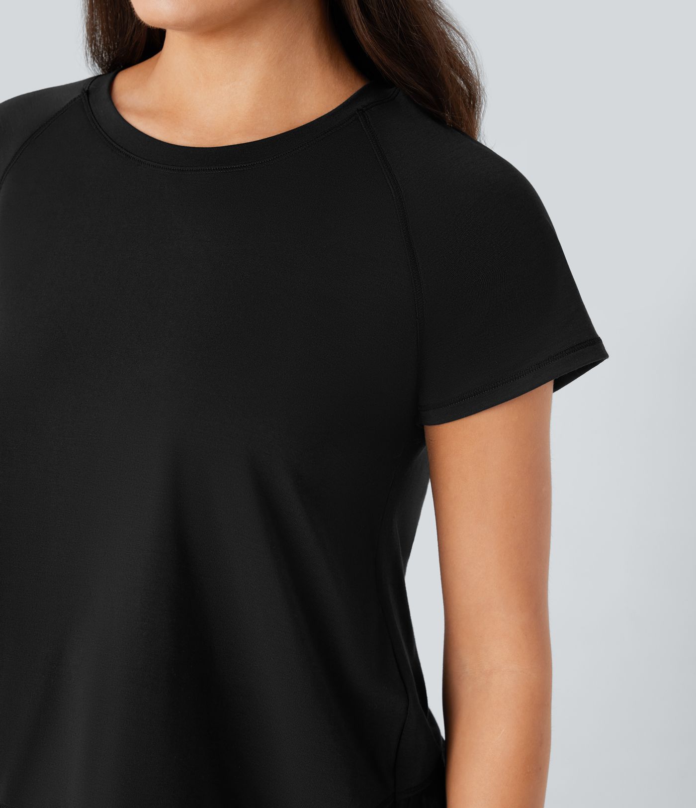 Raglan Sleeve Crossover Hem Quick Dry Running Sports Top