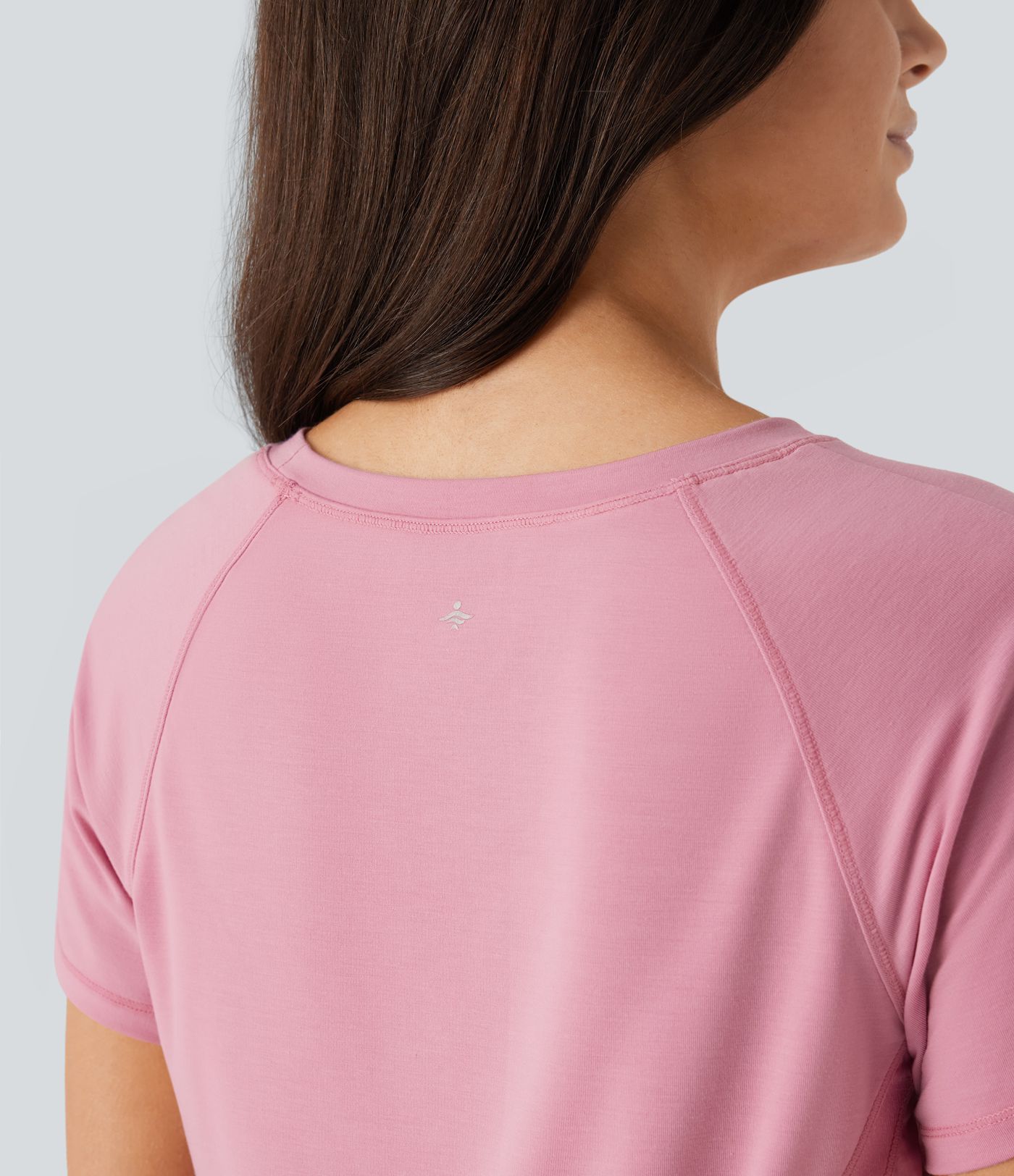 Raglan Sleeve Crossover Hem Quick Dry Running Sports Top