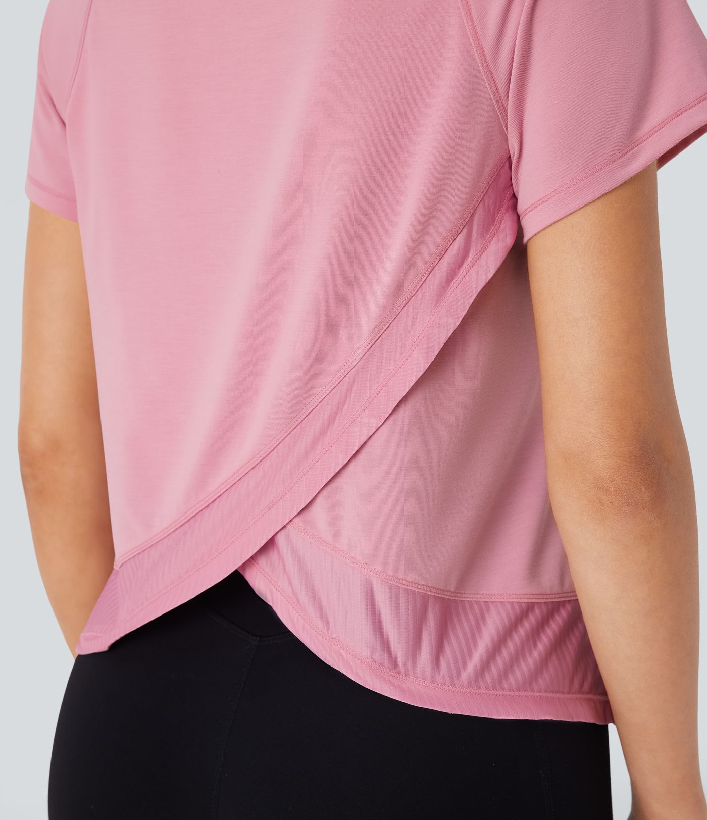Raglan Sleeve Crossover Hem Quick Dry Running Sports Top