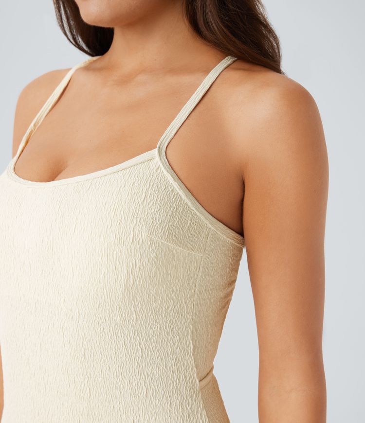 Maillot de bain une pièce texturé à bretelles croisées et laçage