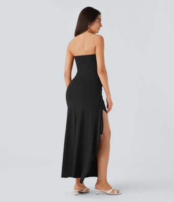 Tube Ruched Ruffle 2-in-1 Maxi Dress