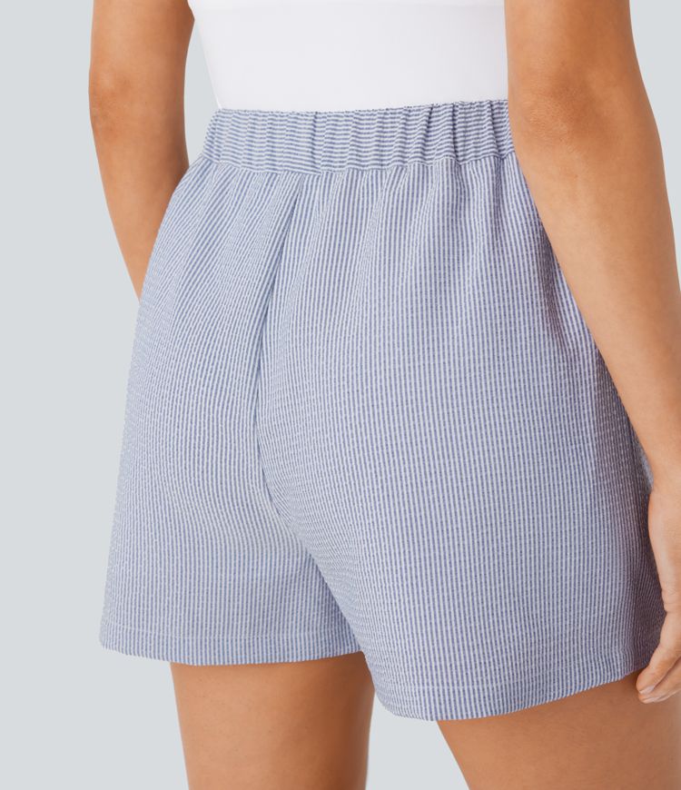 Pantalón corto tiro alto cremallera bolsillo lateral raya 7.5cm