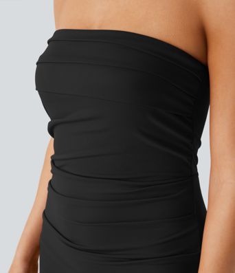 Tube Ruched Ruffle 2-in-1 Maxi Dress