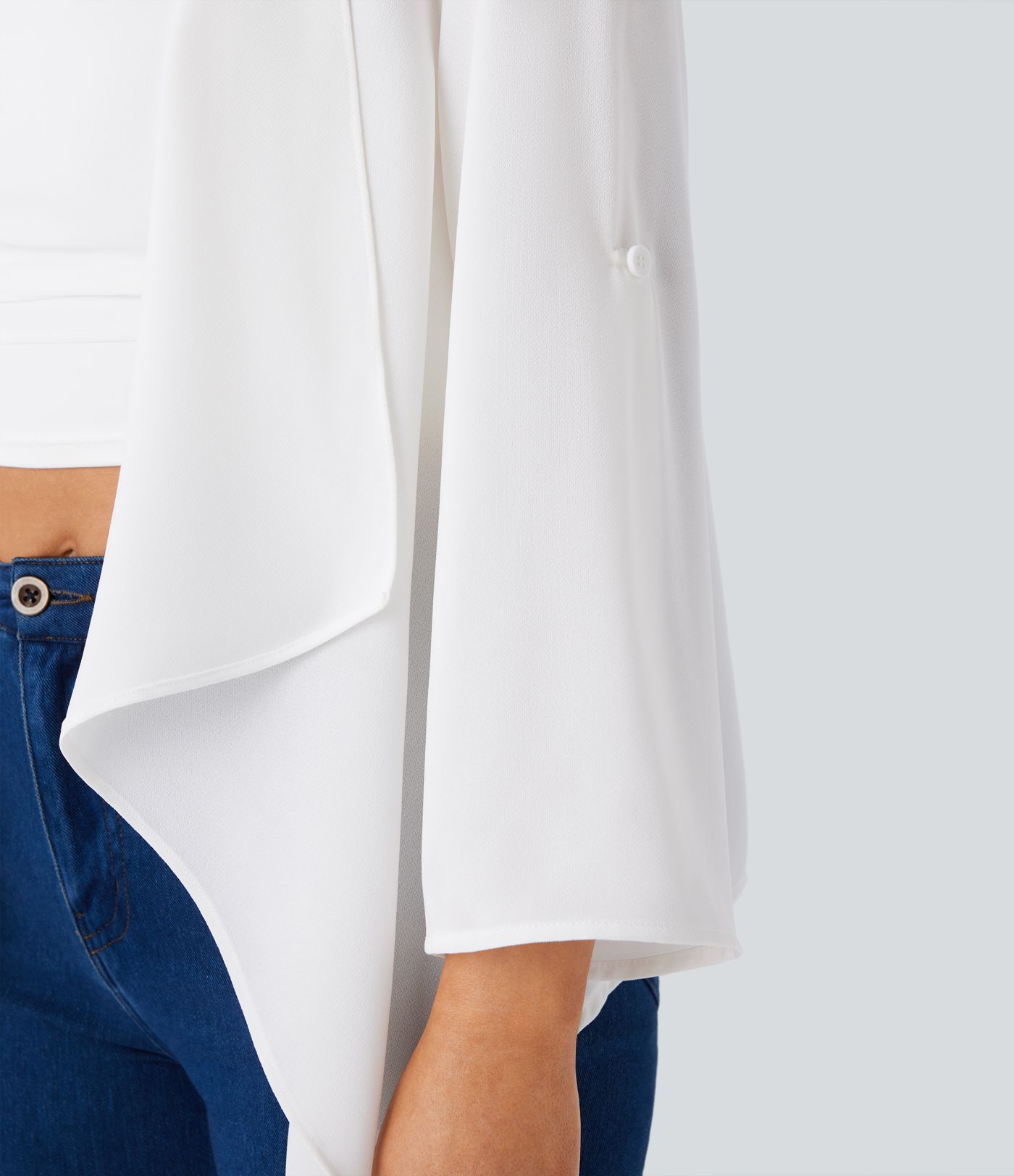 Roll Up Sleeve Waterfall Casual Jacket