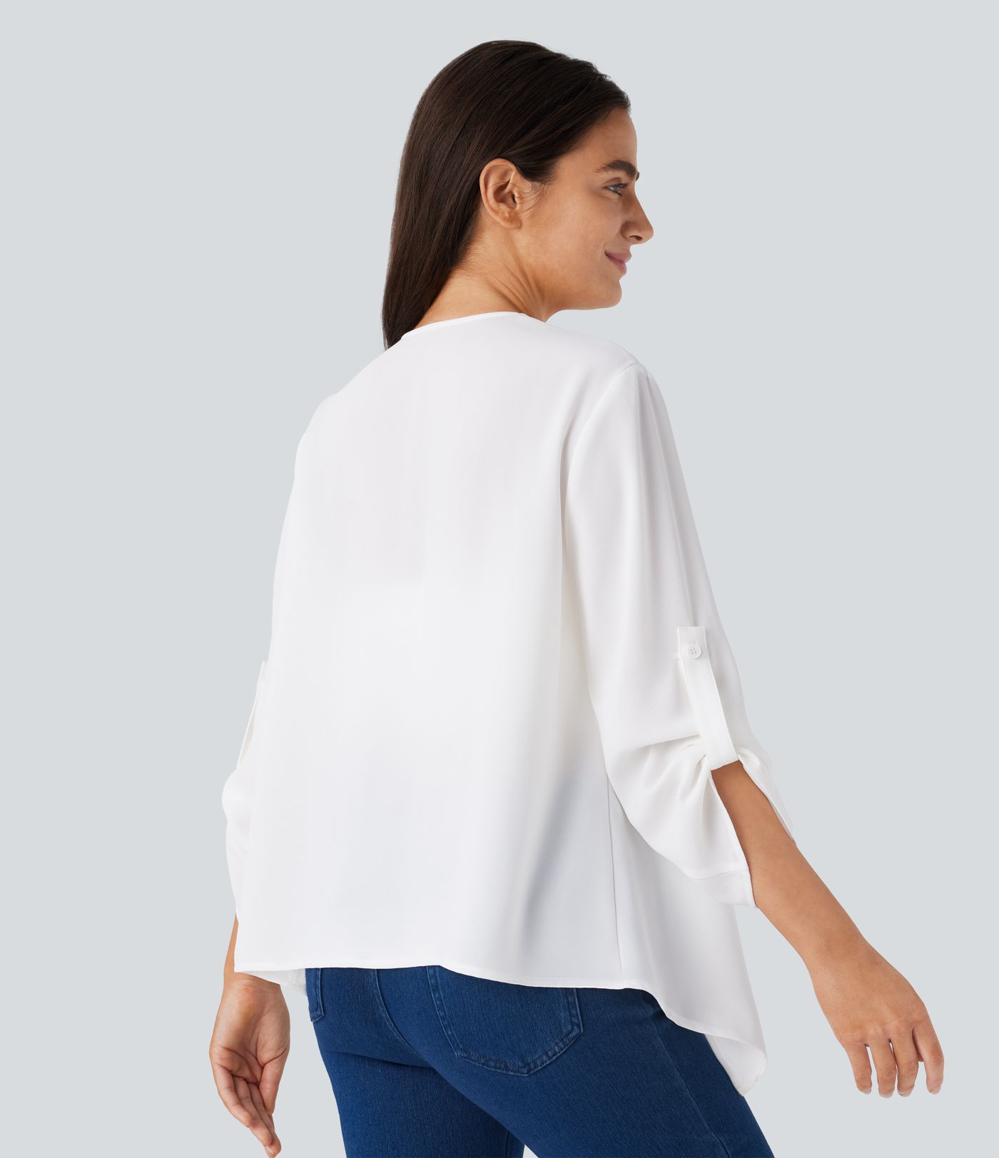 Roll Up Sleeve Waterfall Casual Jacket