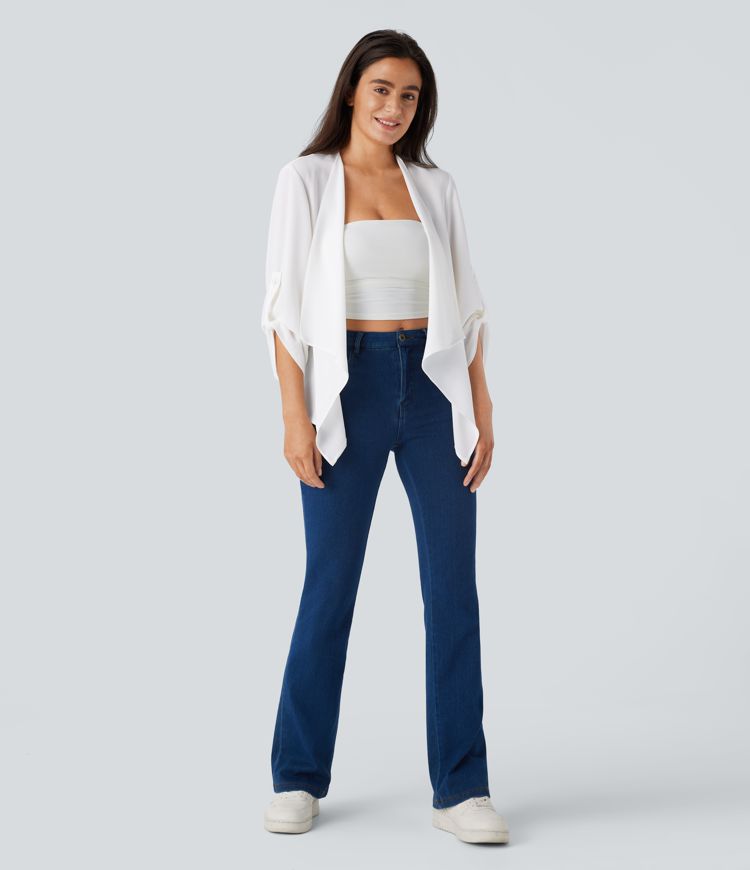 Roll Up Sleeve Waterfall Casual Jacket