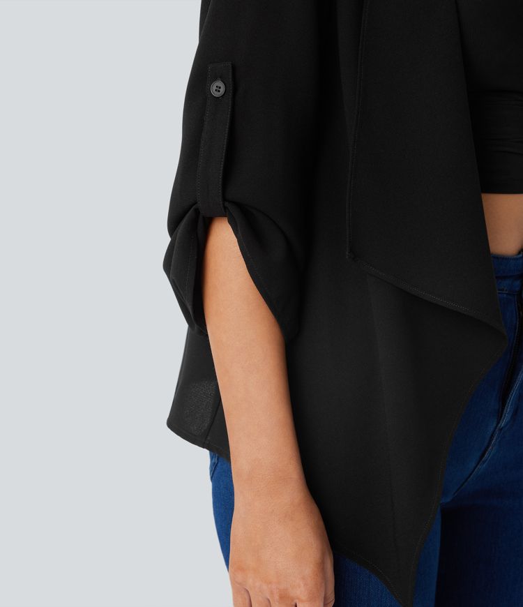 Veste décontractée à manches retroussées et coupe cascade