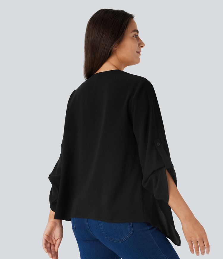 Veste décontractée à manches retroussées et coupe cascade