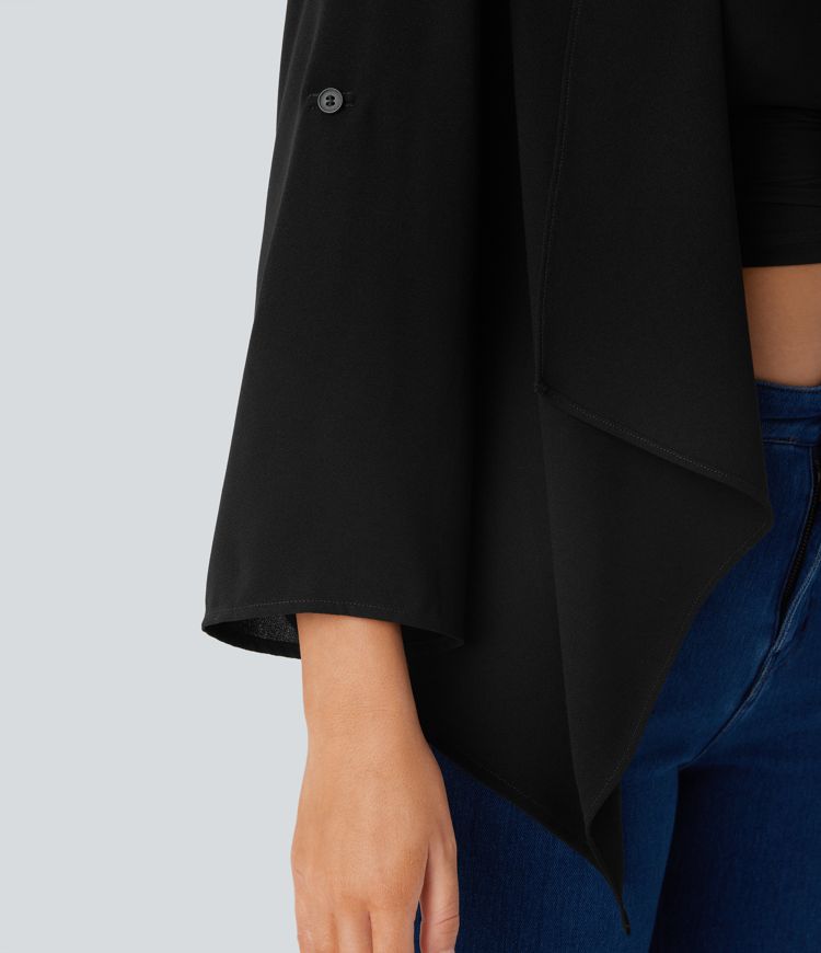 Veste décontractée à manches retroussées et coupe cascade