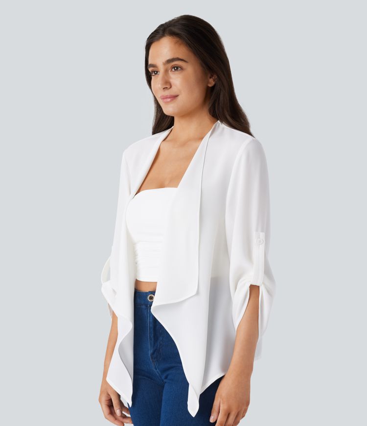 Roll Up Sleeve Waterfall Casual Jacket