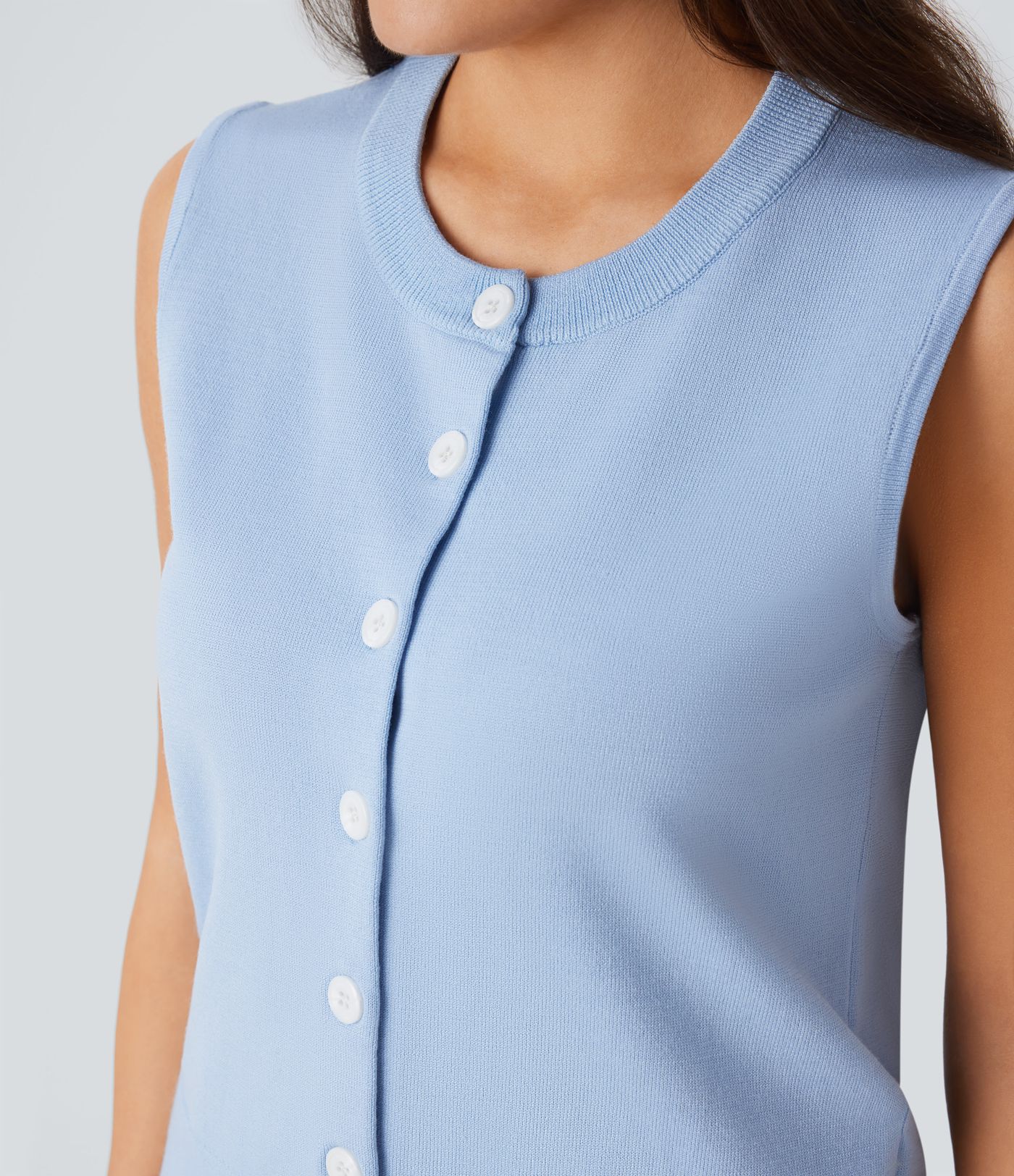 Round Neck Front Casual Sweater Vest