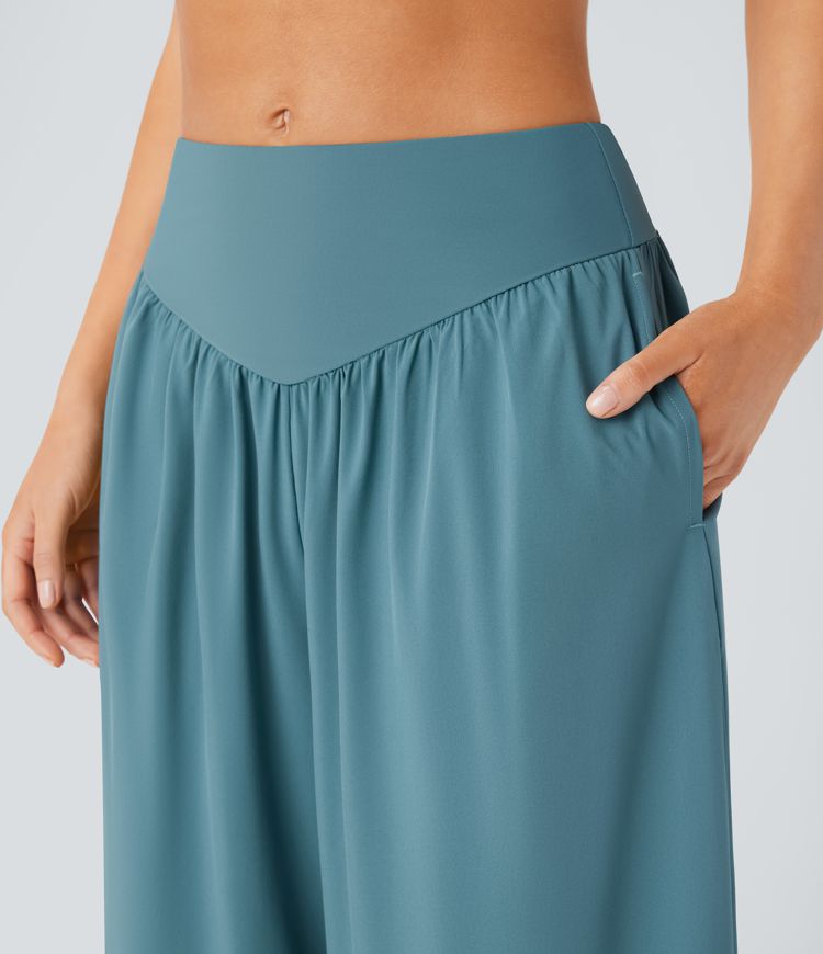 Breezeful™ Yogahose mit hohem Bund, Seitentaschen und weitem Bein - schnelltrocknend