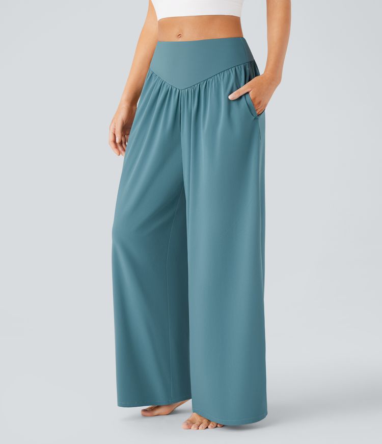 Breezeful™ Yogahose mit hohem Bund, Seitentaschen und weitem Bein - schnelltrocknend