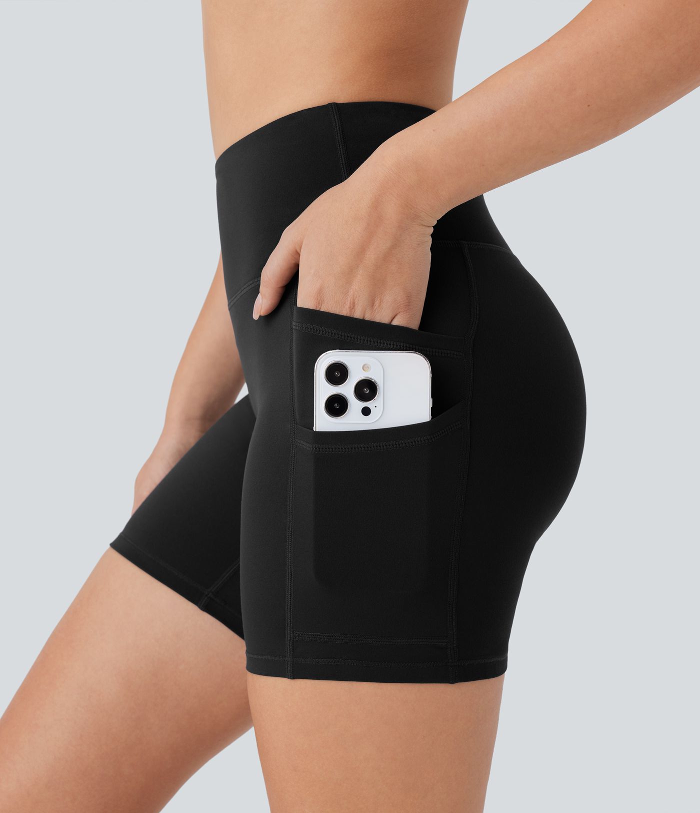 Softlyzero™ Yoga-Bikershorts mit hohem Bund und Doppeltaschen, 12,7cm