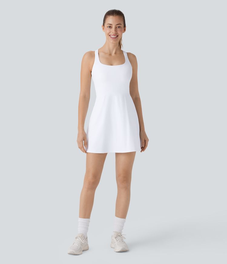 Softlyzero™ Airy Rückenfreies 2-in-1-Tennis-Minikleid mit Seitentaschen und Cool-Touch