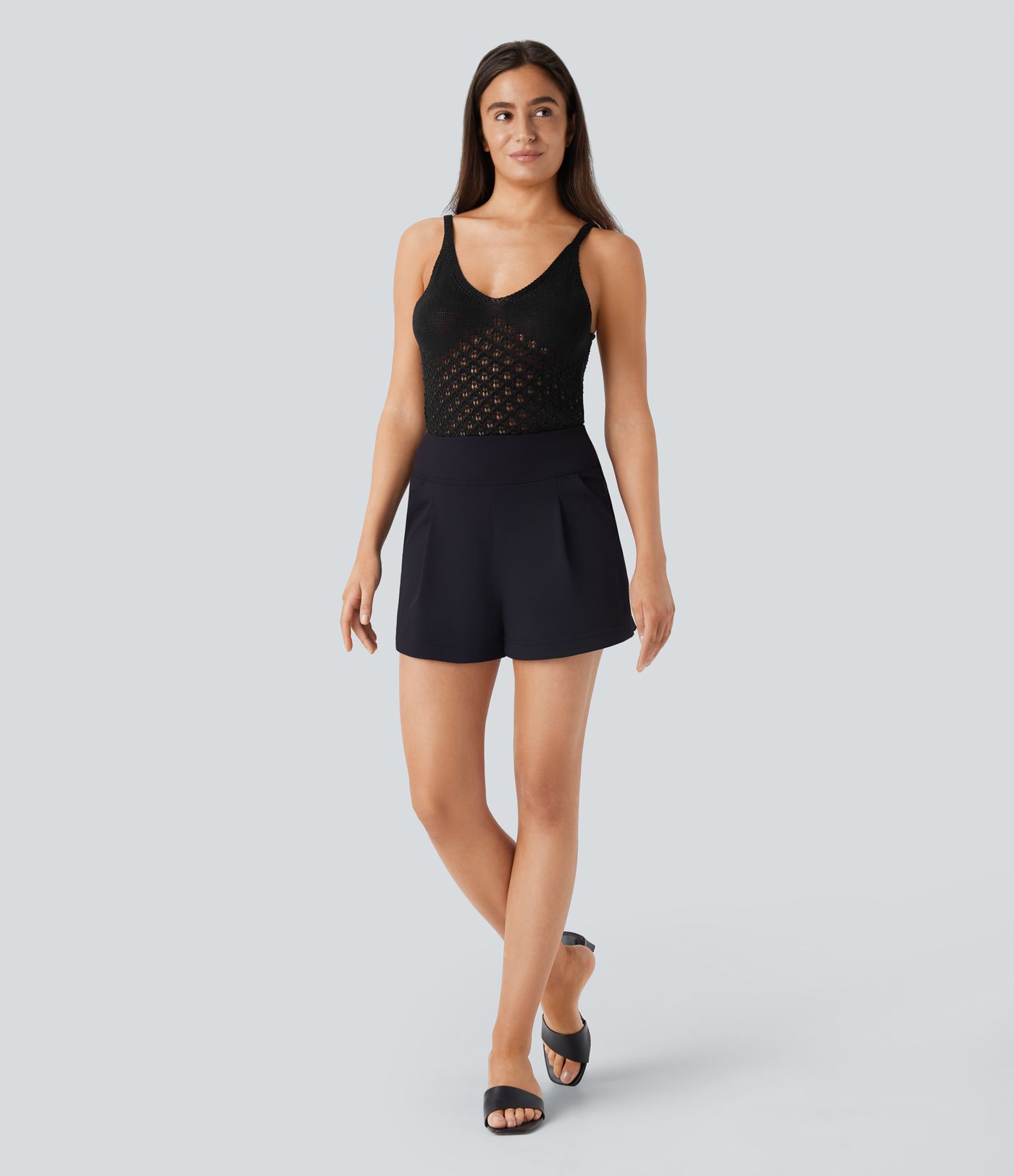 V Neck Backless Cut Out Casual Sweater Knit Linen-Feel Tank Vest Top