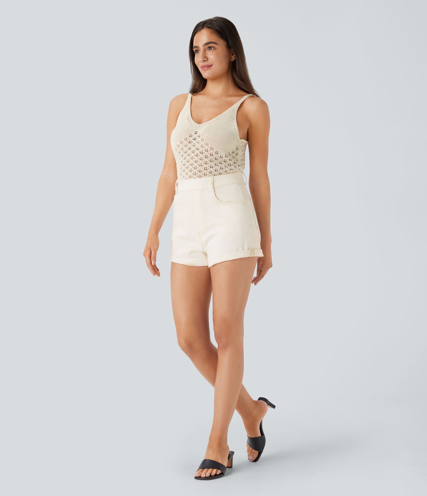 Suéter sin mangas cuello V abertura espalda