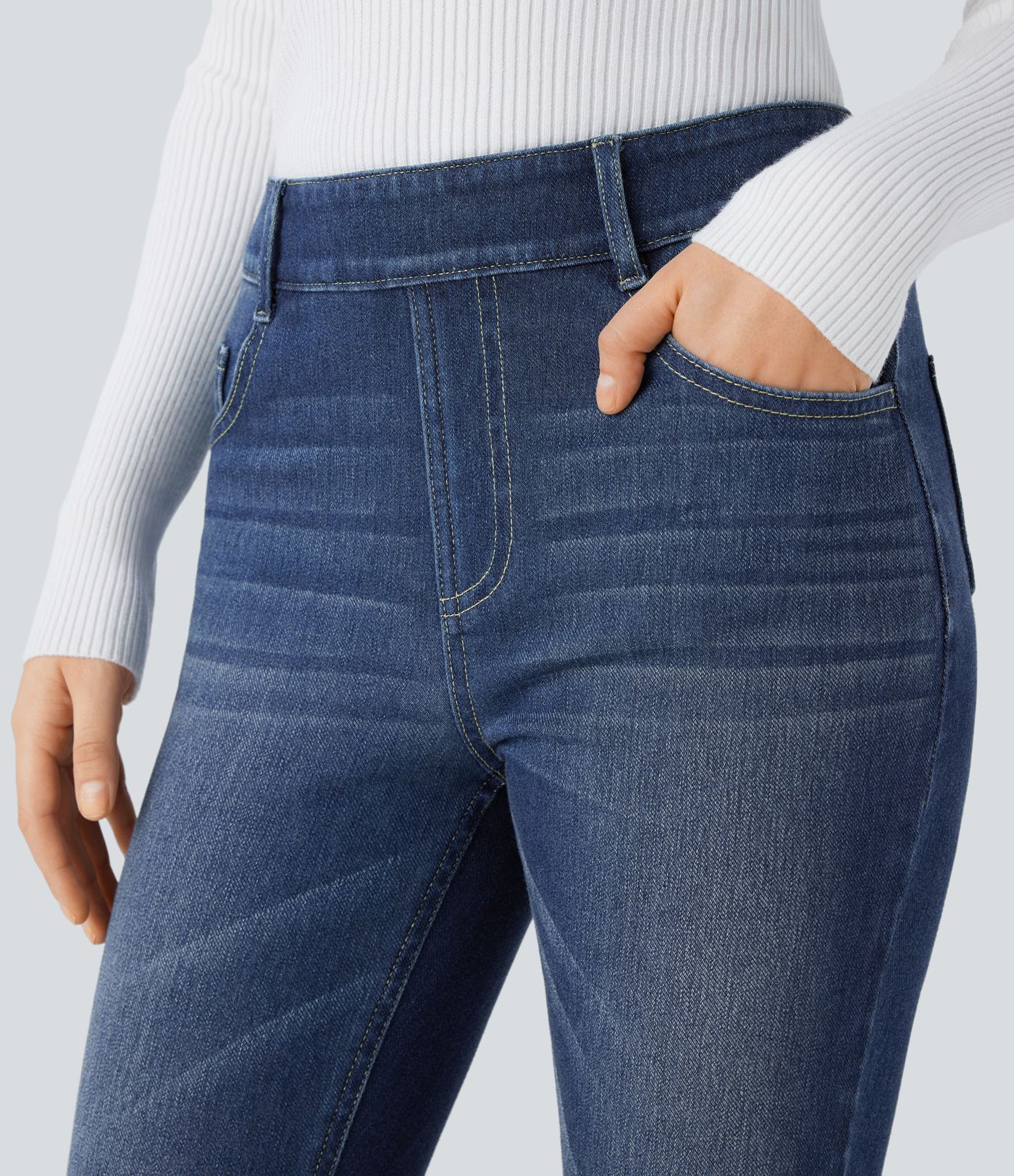 Halara Flex™ Mid Rise Pull On Pockets Casual Skinny Jeans