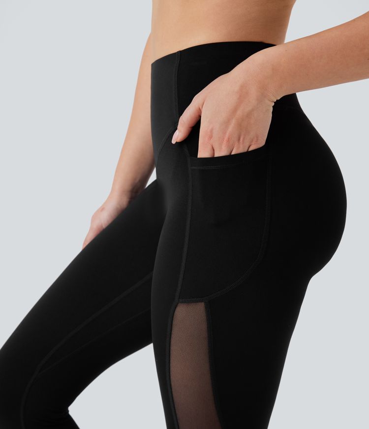 Halara UltraSculpt™ SoCinched High Waisted Butt Lifting Tummy Control Side Pocket Contrast Mesh Workout Leggings