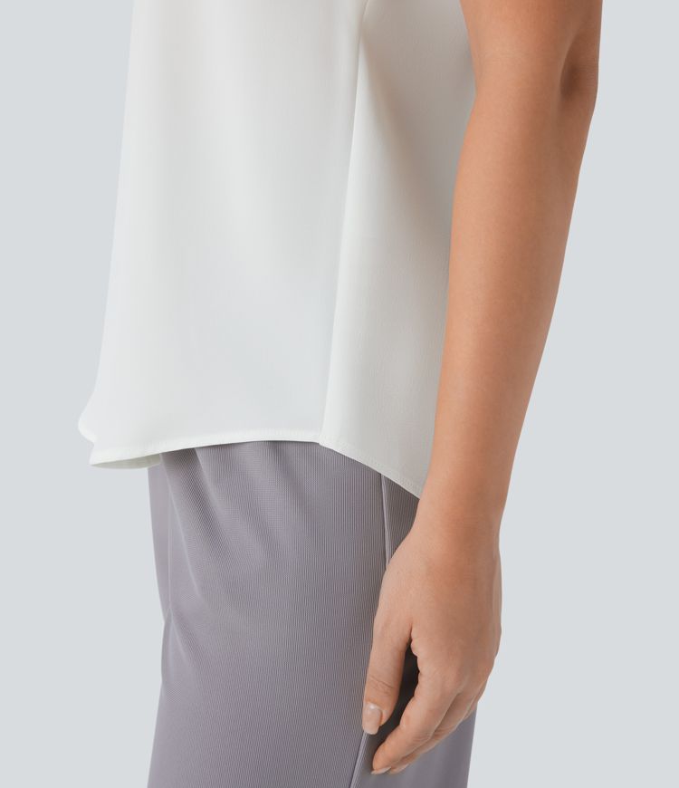 Ärmelloses Arbeitsoberteil mit V-Ausschnitt und dekorativen Knöpfen