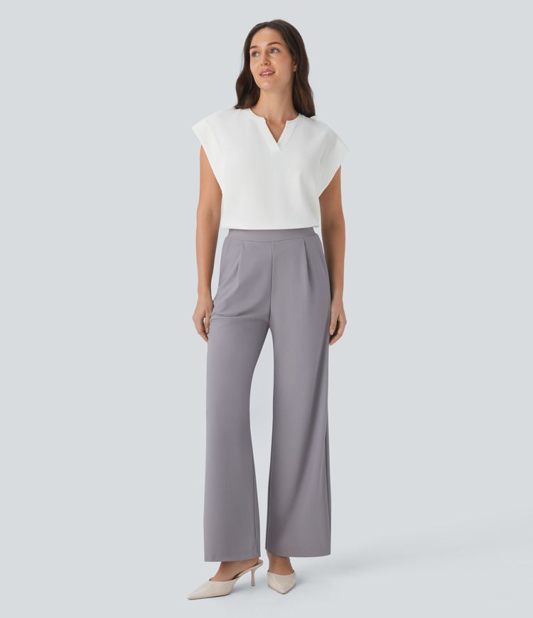 Ärmelloses Arbeitsoberteil mit V-Ausschnitt und dekorativen Knöpfen