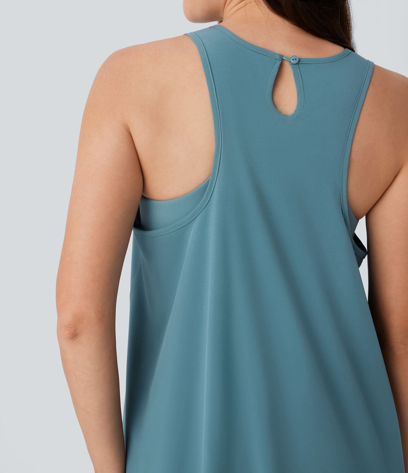 Breezeful™ Round Neck Keyhole Back Cut Out 2-in-1 High Low Flowy Quick Dry Resort Tank Vest Top