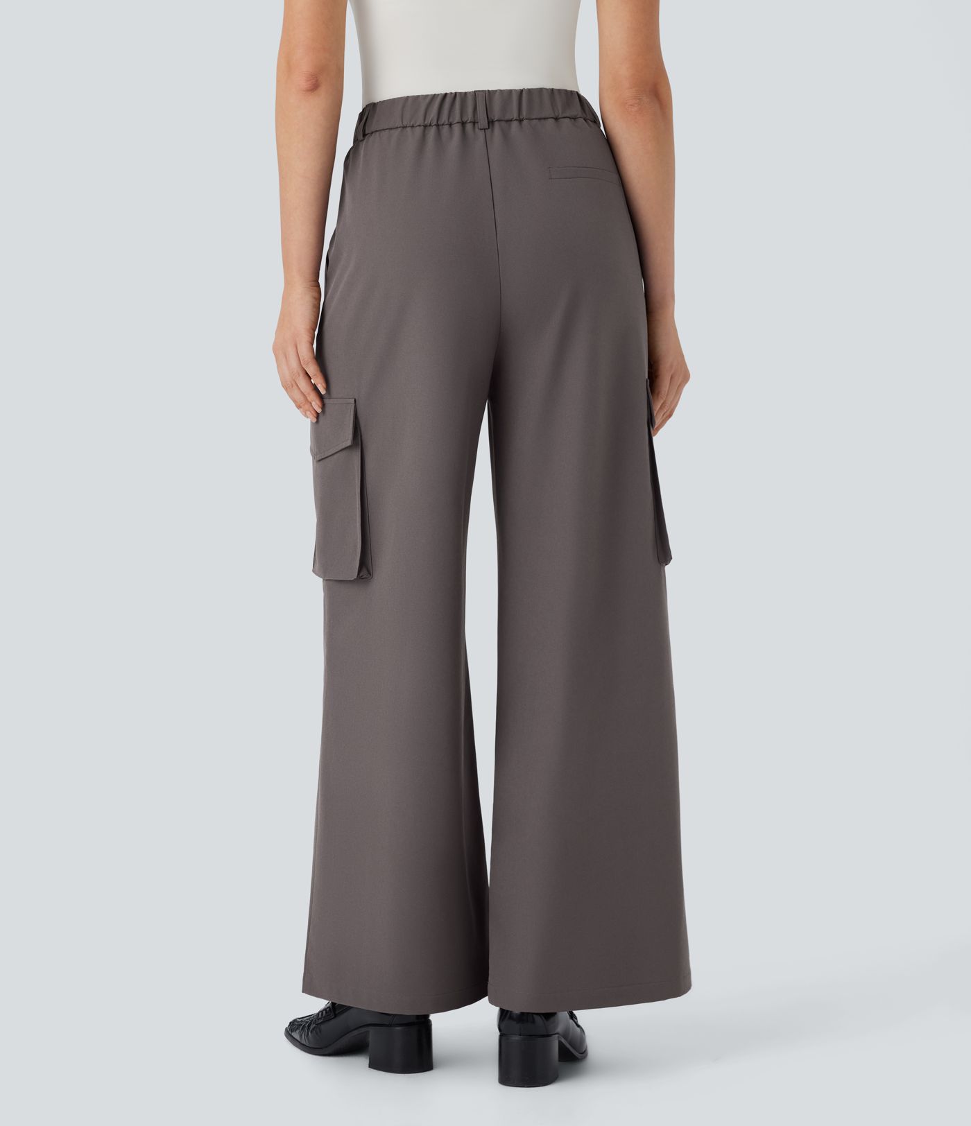 Pantalon cargo thermique jambe large taille haute, déperlant et résistant à l'usure