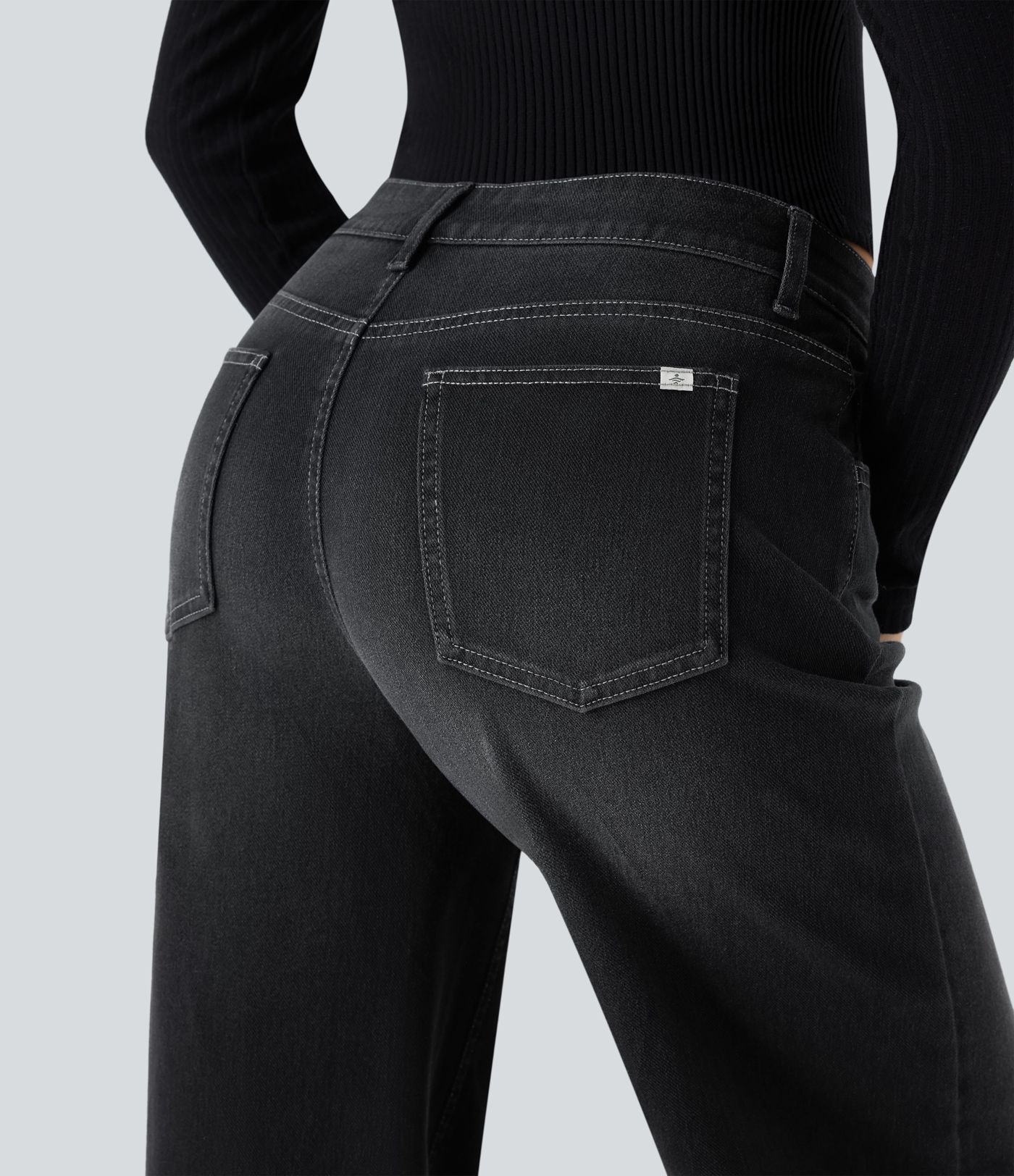 Halara Flex™ Low Rise Zipper Washed Denim Women Wide Leg Baggy Casual Jeans