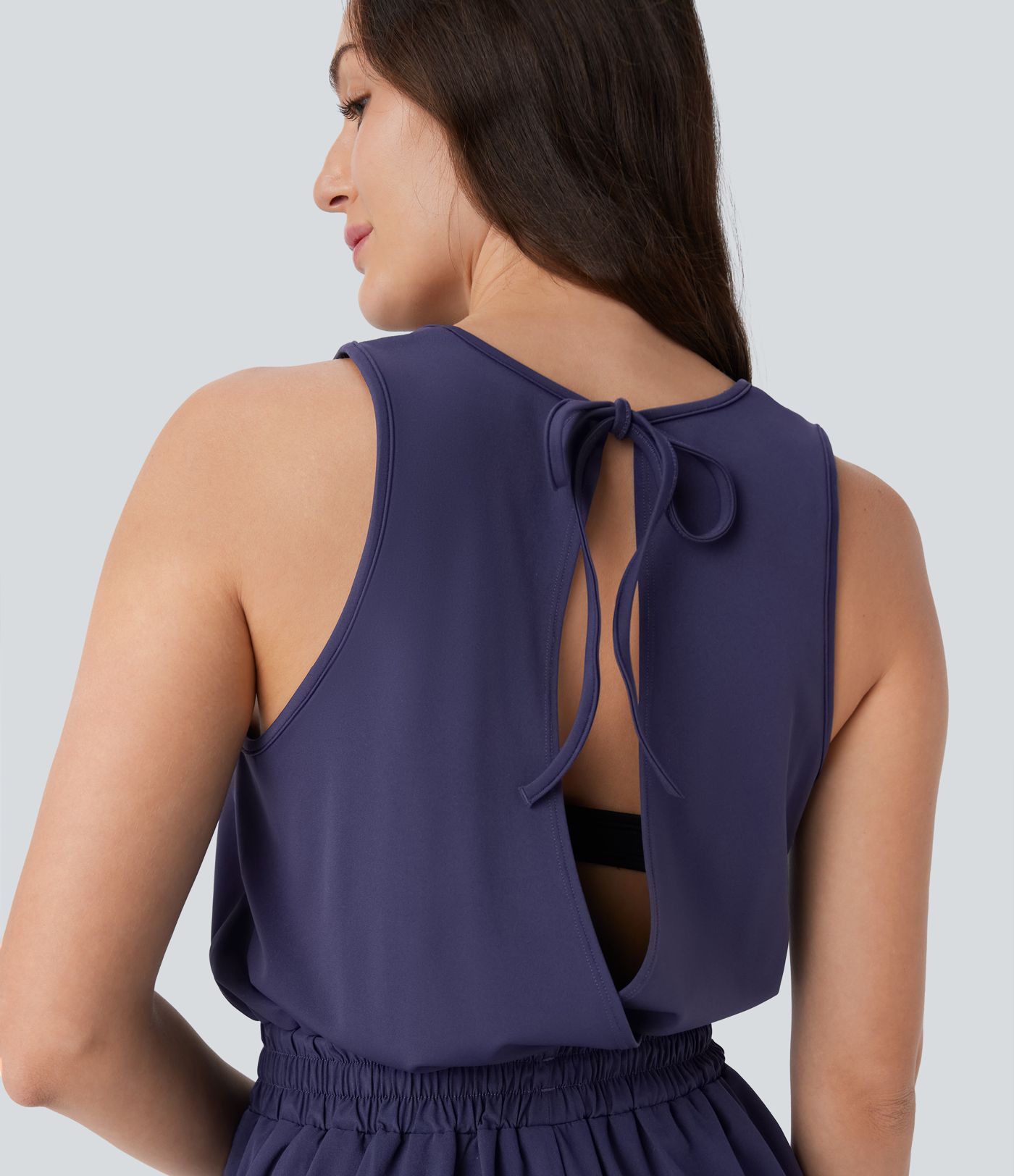 Breezeful™ Tie Back 2-in-1 Pocket Color Block Mini Quick Dry Yoga Active Tank Dress-Easy Peezy