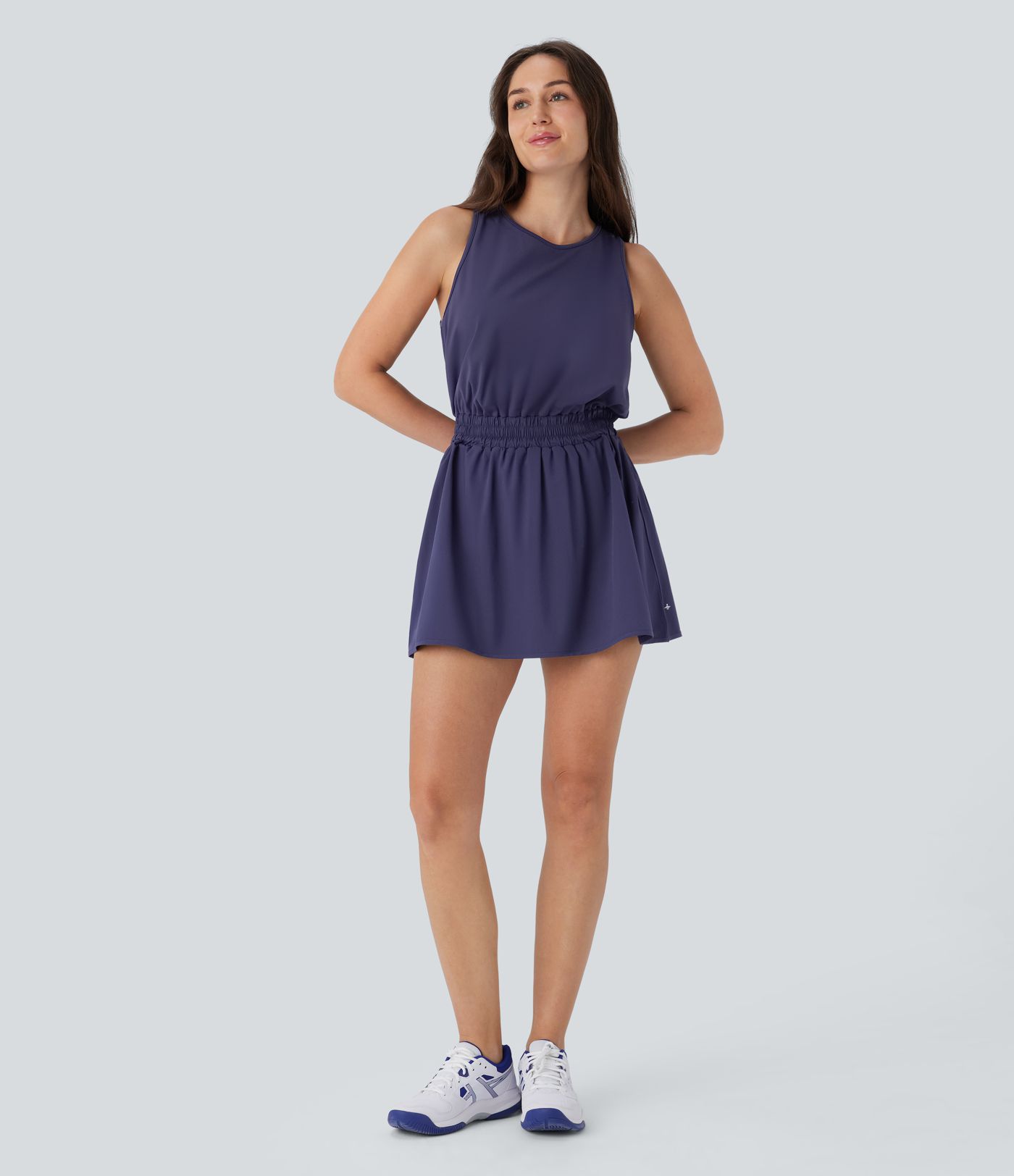 Breezeful™ Tie Back 2-in-1 Pocket Color Block Mini Quick Dry Yoga Active Tank Dress-Easy Peezy