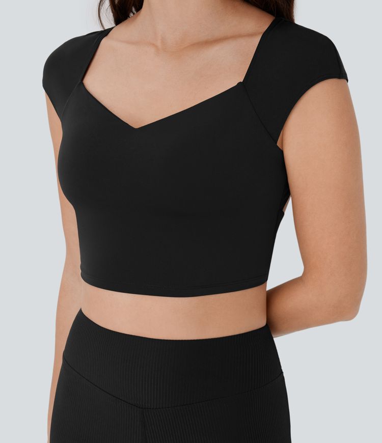 SoftlyZero™ Airy Cap Sleeve Skinny Cropped Cool Touch Yoga Tank Top-UPF50+