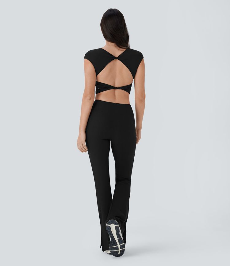 SoftlyZero™ Airy Cap Sleeve Skinny Cropped Cool Touch Yoga Tank Top-UPF50+