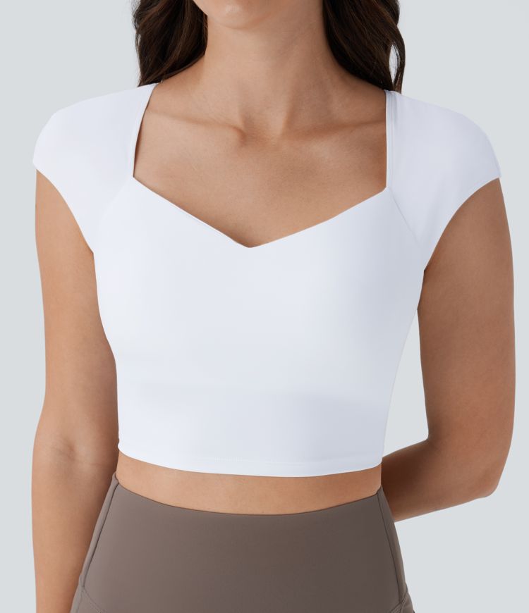 SoftlyZero™ Airy Cap Sleeve Skinny Cropped Cool Touch Yoga Tank Top-UPF50+