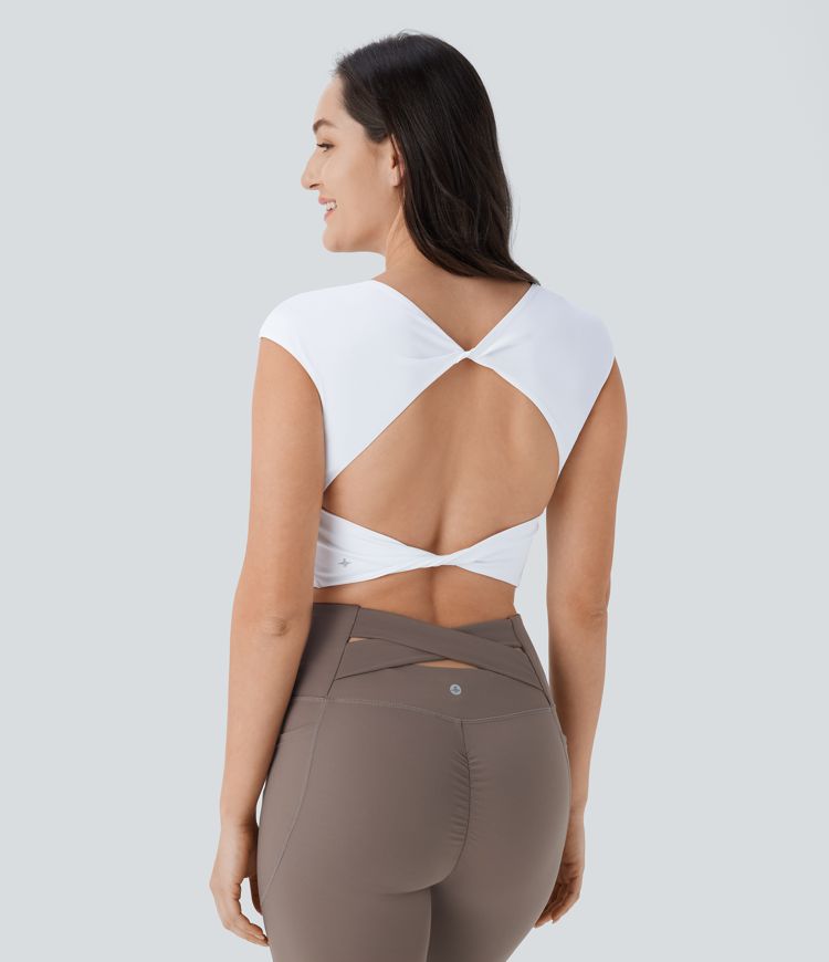 SoftlyZero™ Airy Cap Sleeve Skinny Cropped Cool Touch Yoga Tank Top-UPF50+