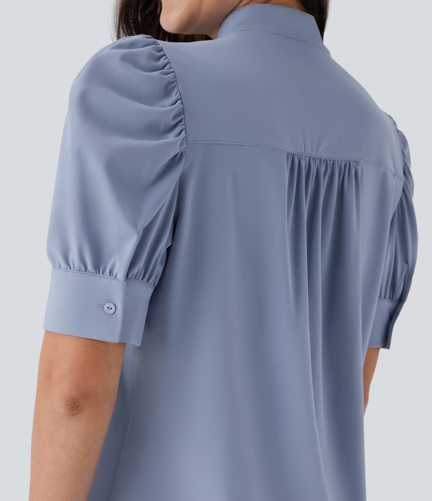 Softlyzero™ Airy, lässige Bluse mit Stehkragen, Puffärmeln, Knopfleiste und Cool Touch
