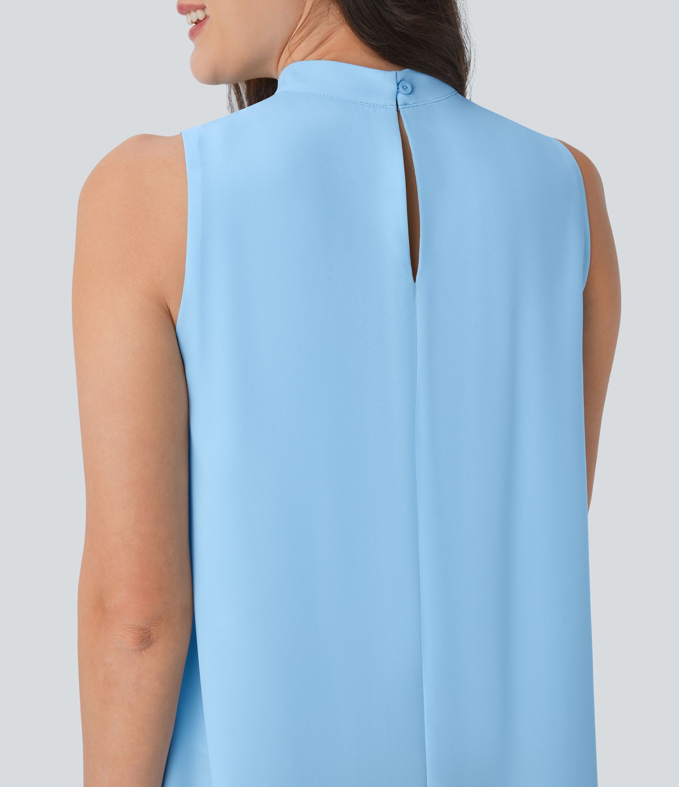 Keyhole Back Sleeveless High Low Flowy Work Top