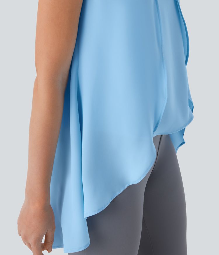 Keyhole Back Sleeveless High Low Flowy Work Top