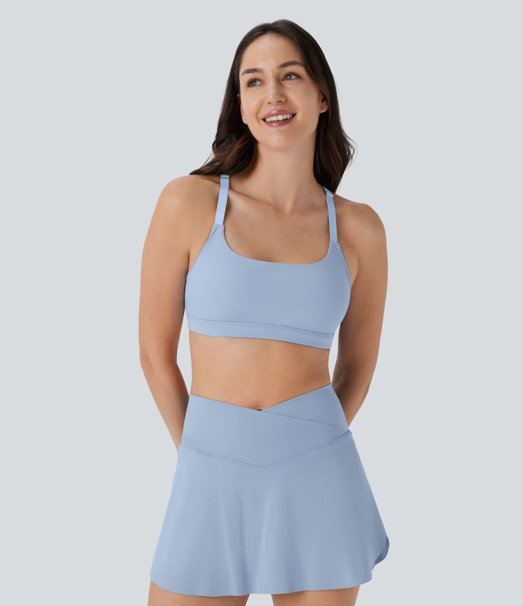 SoftlyZero™ Airy Low Support Racerback Contrast Mesh Cool Touch Yoga Sports Bra-UPF50+