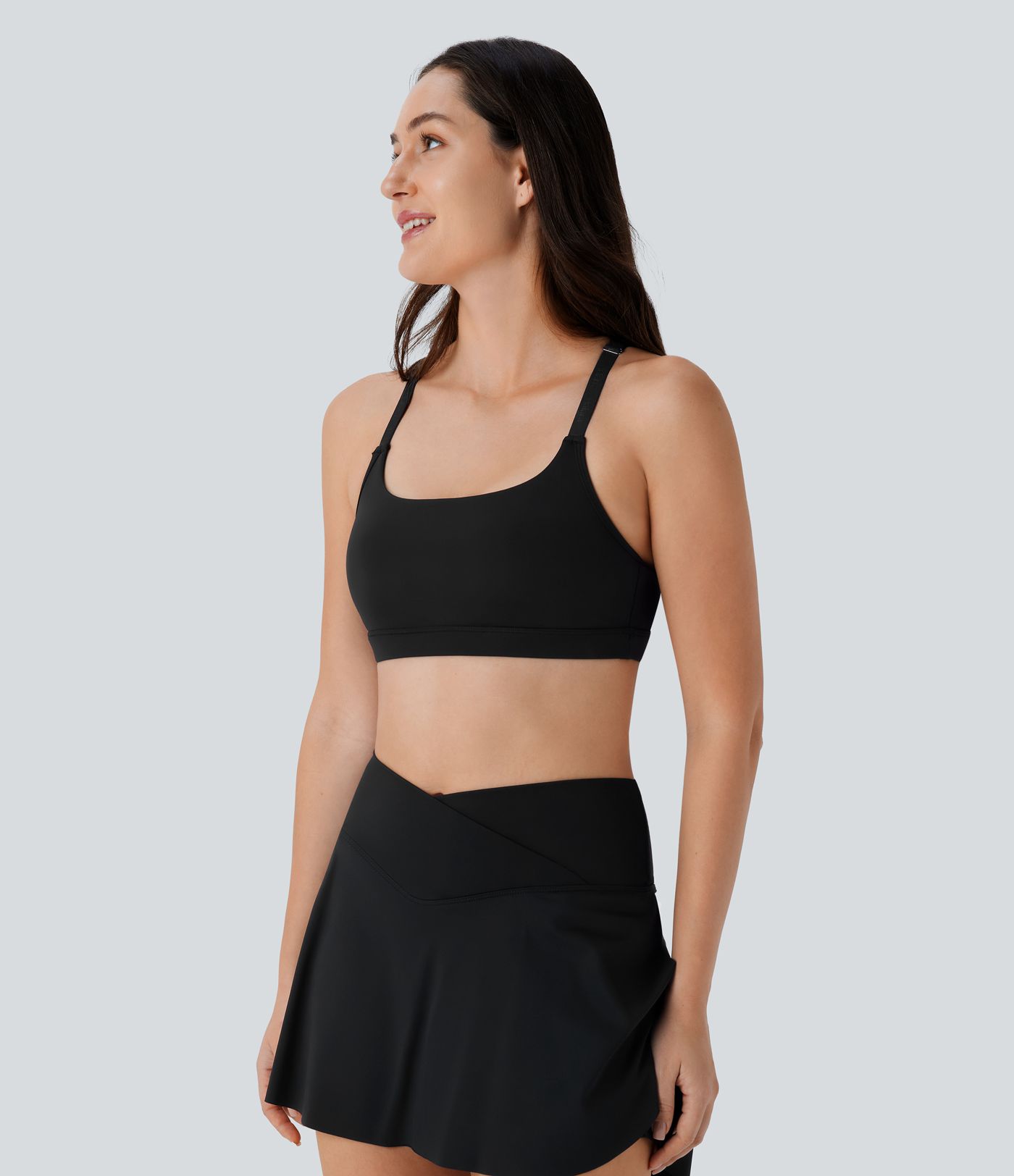 SoftlyZero™ Luftiger Racerback-Sport-BH mit geringer Unterstützung und Kontrastmasche, kühlende Berührung, Yoga-Sportbekleidung - UPF50+